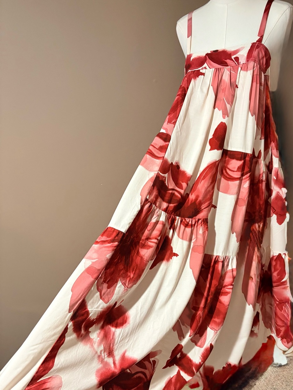 Abel the Label Anthropology Floral Maxi Dress Square Neck Rayon NWT Size M - Picture 2 of 11